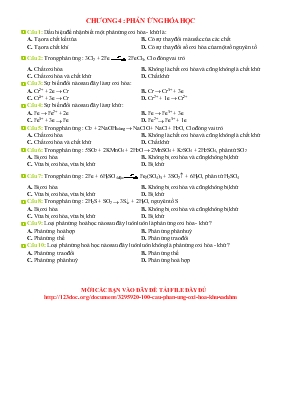 Bài giảng Chương 4  Phản ứng hóa học